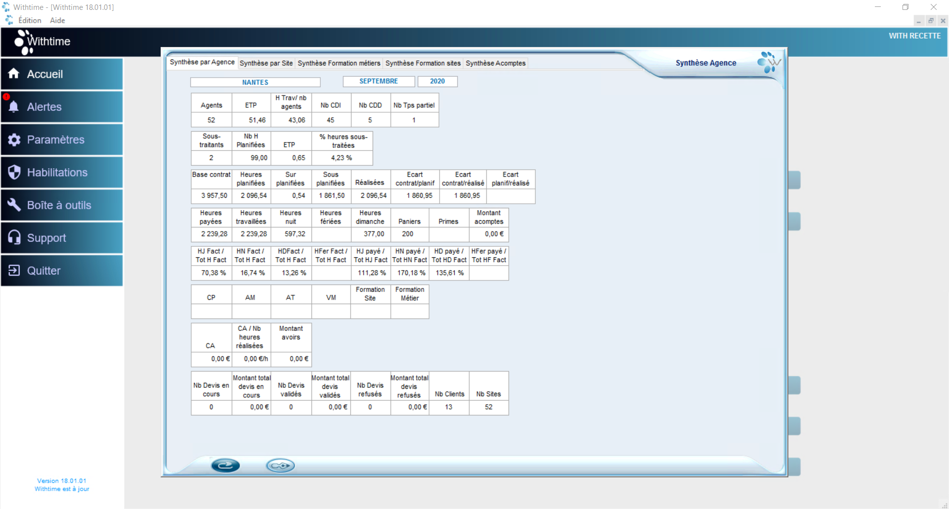 capture analyse Capture d'écran du Module Analyse sur le logiciel Withtime Sécurité