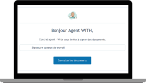 Email indiquant à un agent qu'il a un contrat à signer électroniquement